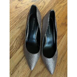 BCBG Glitter Sparkle Champagne Colored Pointed Toe Slip-On Heels Pumps Size 9 Wo